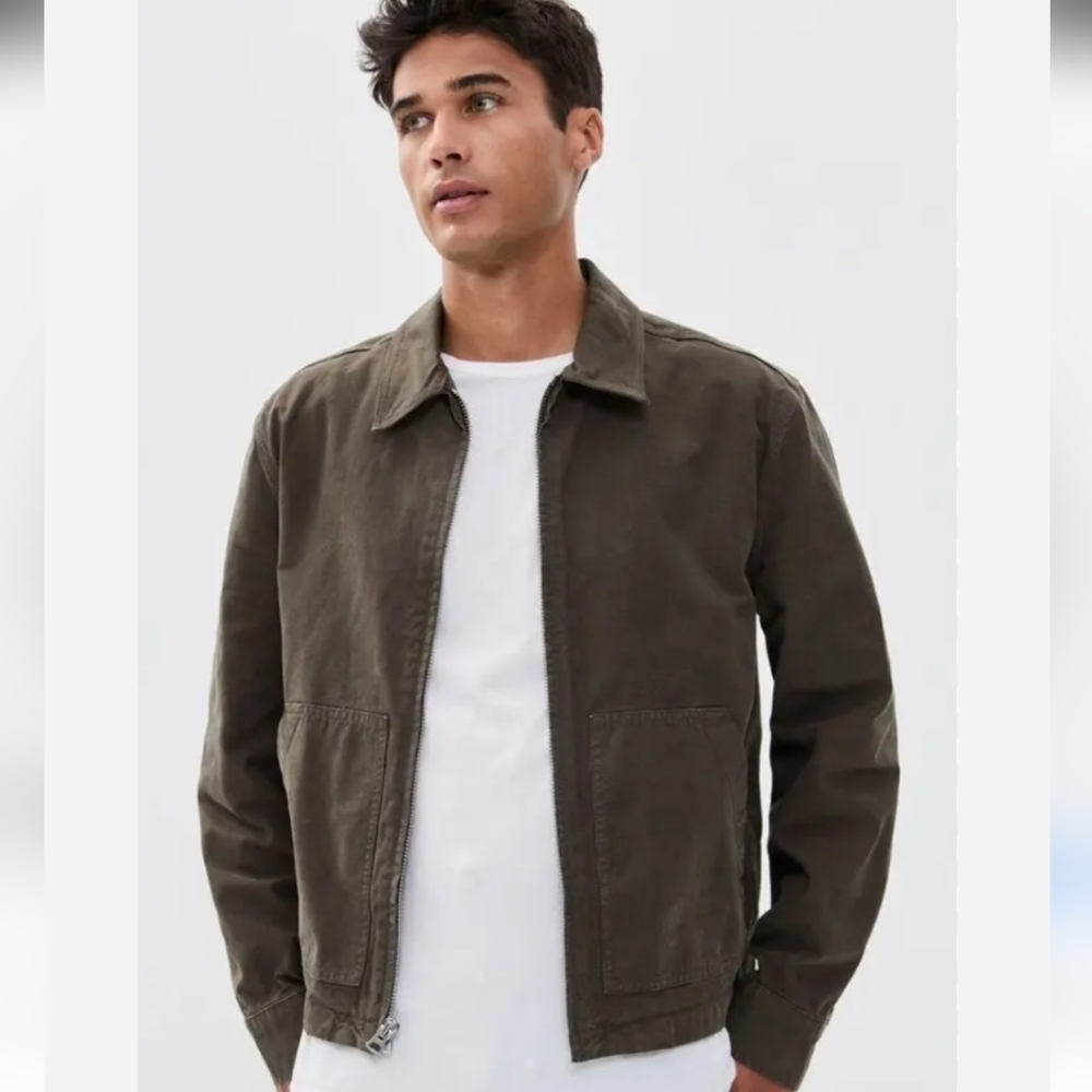 Madewell Zip-Front Jacket in Cotton Canvas NV979 Size XS NWT Mocha Brown